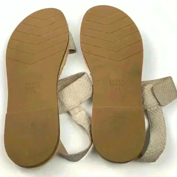 Eileen Fisher sandals size 10 taupe leather snakeskin embossed Espadrilles - Picture 7 of 12